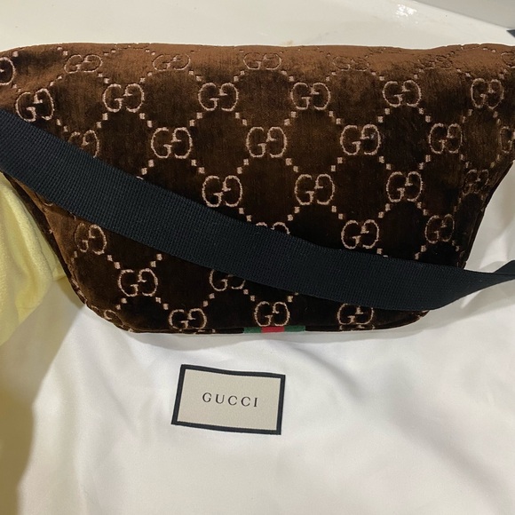 Gucci Ophidia Velvet Brown Belt/Crossbody Bag - Picture 2 of 8